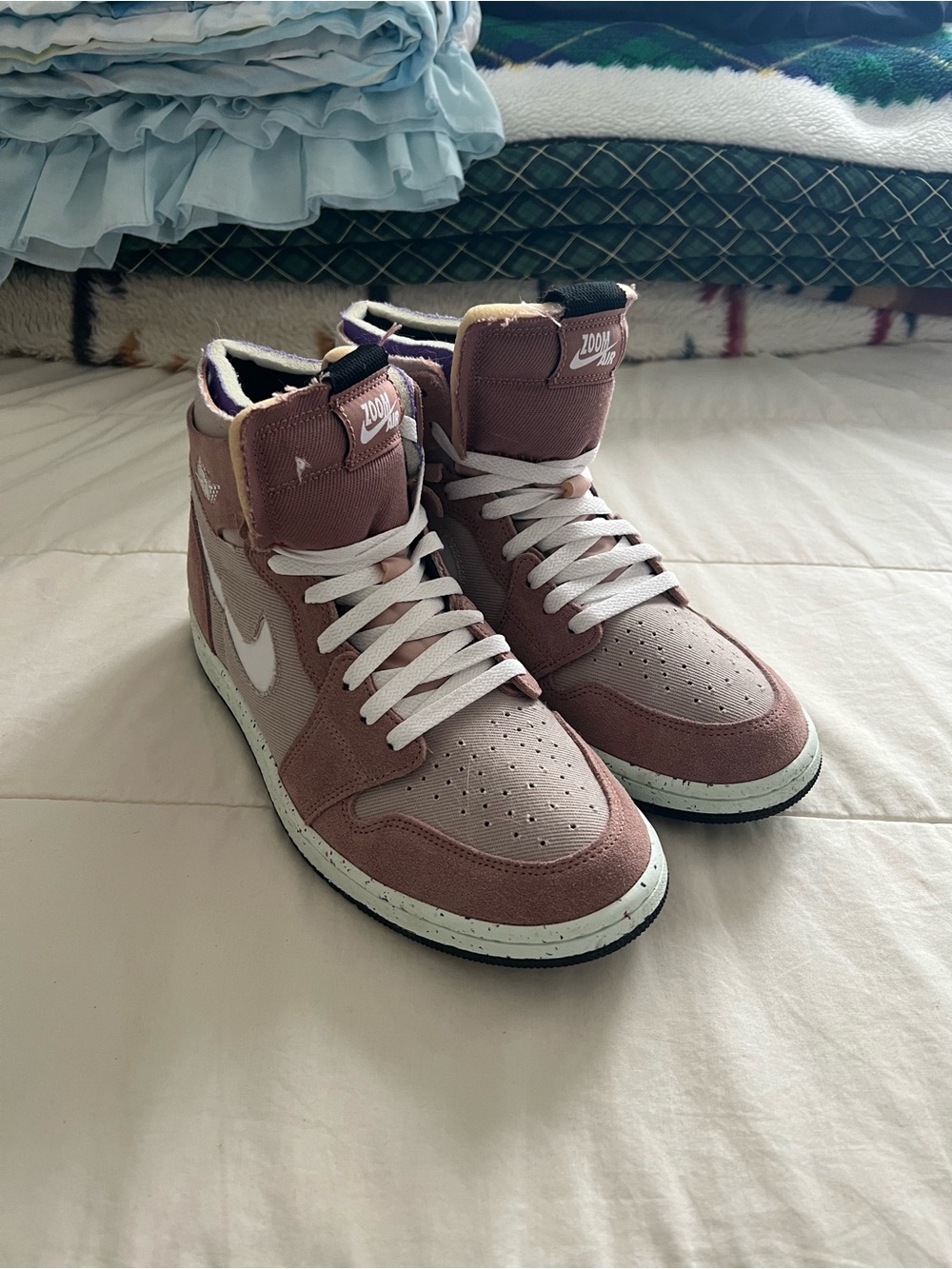 Nike Men’s High-Top Sneakers in Dusty Pink and White